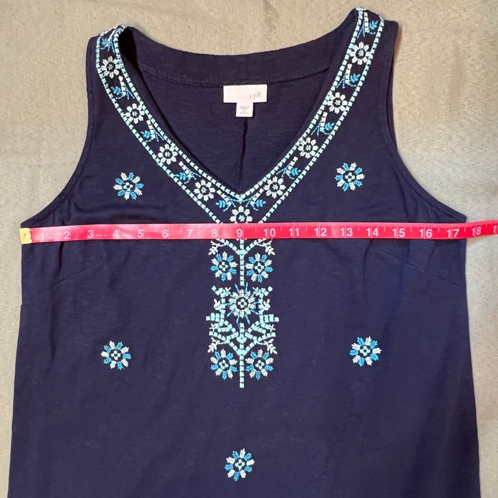 J. Jill Maxi Dress Blue‎ Embroidered Sleeveless Sz S - Picture 7 of 12
